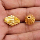 Gold Plated 21mm Corrugated Bi-cone Spacer Beads