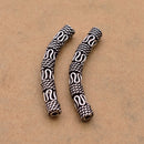 Silver Plated  Curved Tube Pipe Beads - 40mm