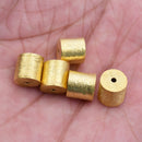 Gold Plated Cylinder Barrel Drum Beads - 8x8mm