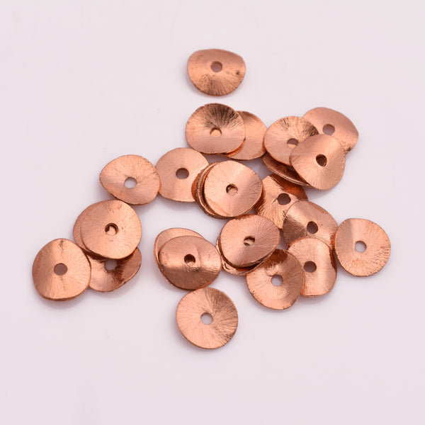 Copper Wavy Disc Spacer Beads - 10mmm