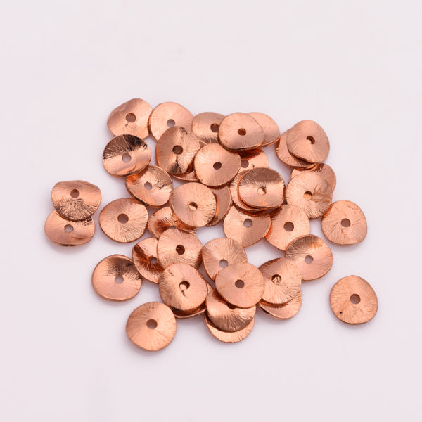 Copper Wavy Disc Spacer Beads - 8mm