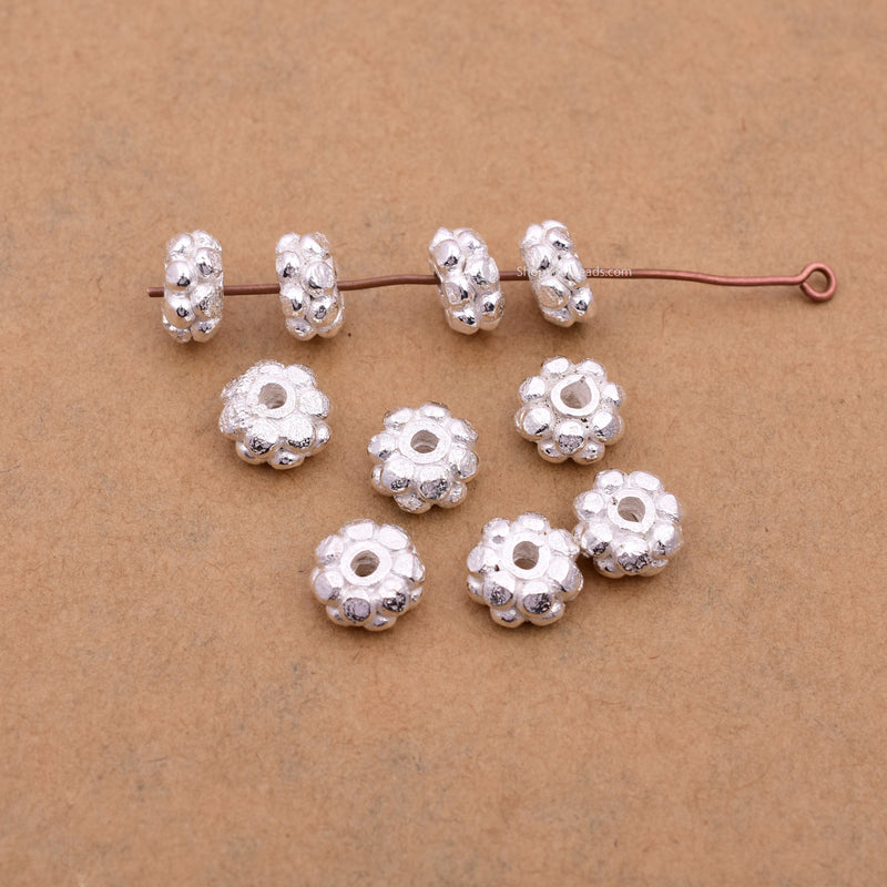 Silver Daisy Spacer Beads For Jewelry Makings 