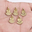 Raw Brass Spiral Tribal Charms - 18mm