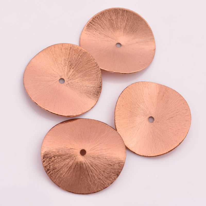 Copper Wavy Disc Spacer Beads - 26mm