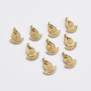 Raw Brass Spiral Tribal Charms - 18mm