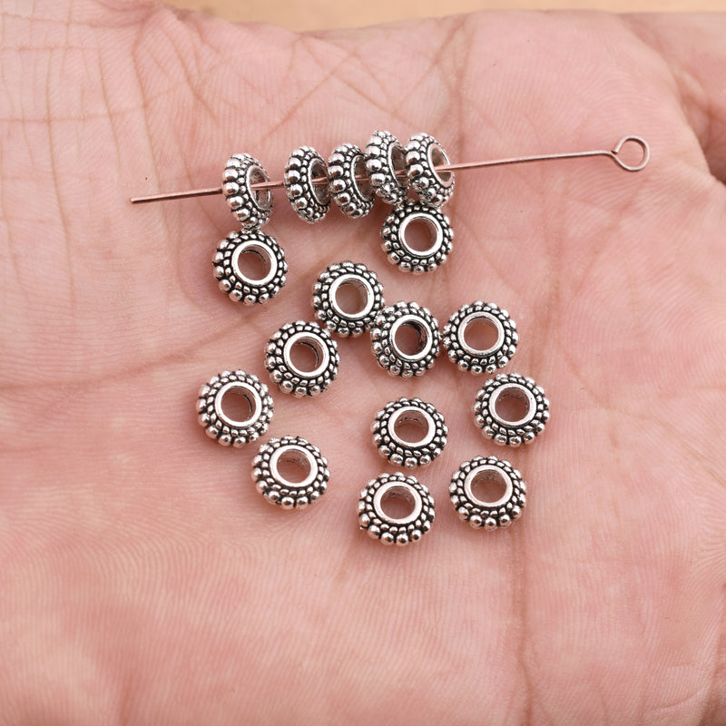 8mm Antique Silver Plated Bali Spacer Beads