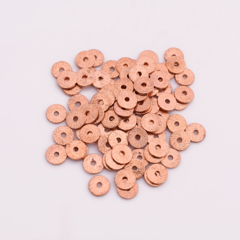 Copper Flat Disc Heishi Spacer Beads - 6mm