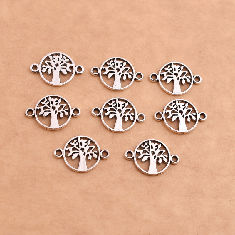 Antique Silver Plated Tree of Life Connector Charms