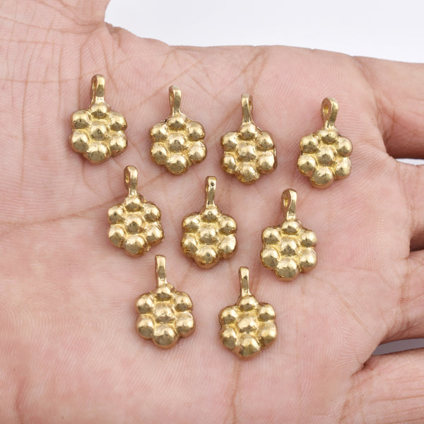 Raw Brass Tribal Flower Charms -17mm