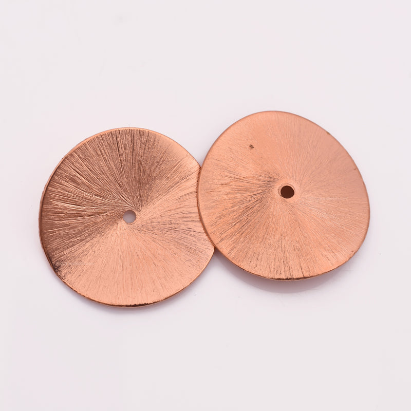Copper Wavy Disc Spacer Beads - 30mm