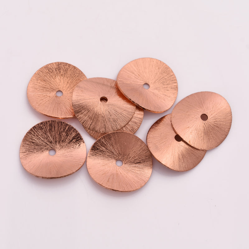 Copper Wavy Disc Spacer Beads - 18mm