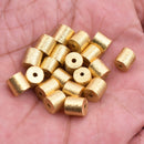 Gold Plated Cylinder Barrel Drum Beads - 6x6mm