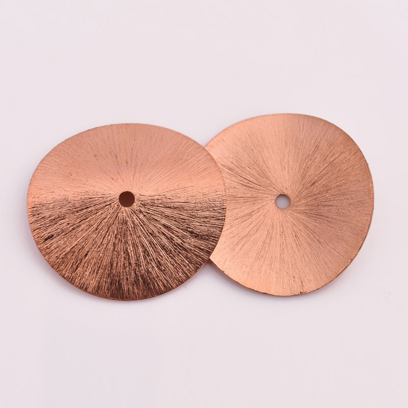 Copper Wavy Disc Spacer Beads - 32mm