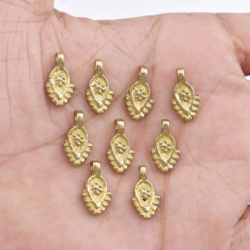 Small Boho Raw Brass Ethnic Charms - 16mm