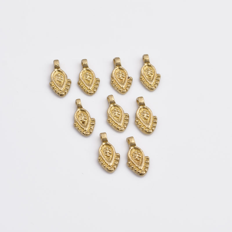 Small Boho Raw Brass Ethnic Charms - 16mm