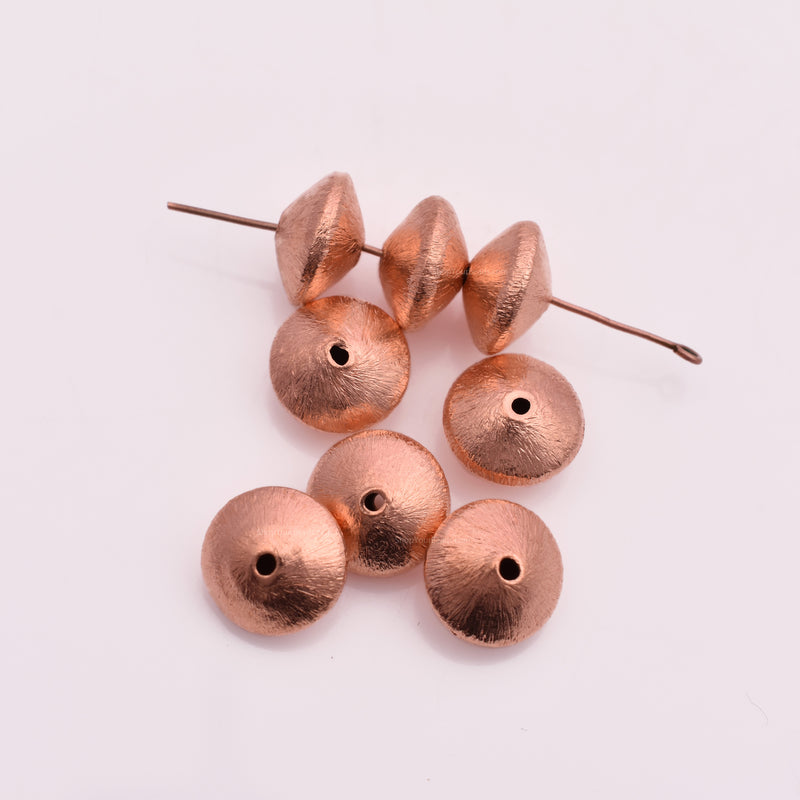Copper 12mm Bi-cone Saucer Spacer Beads