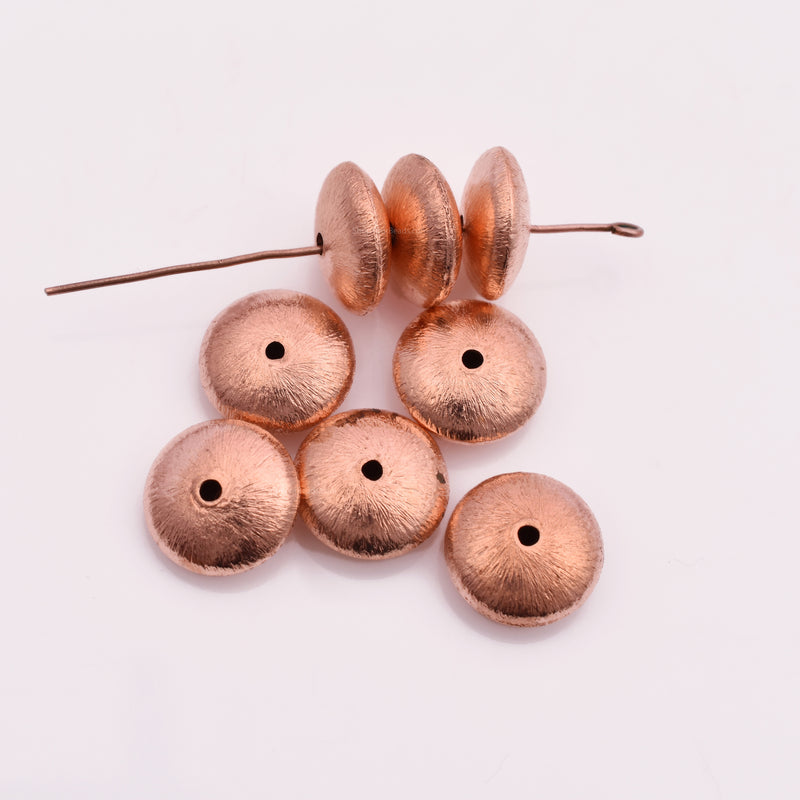 Copper 12mm Saucer Spacer Beads