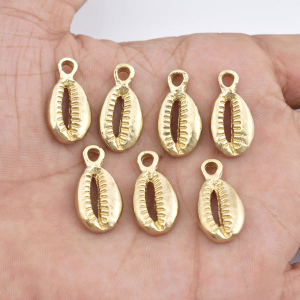 Raw Brass Sea Shell Charms - 22mm