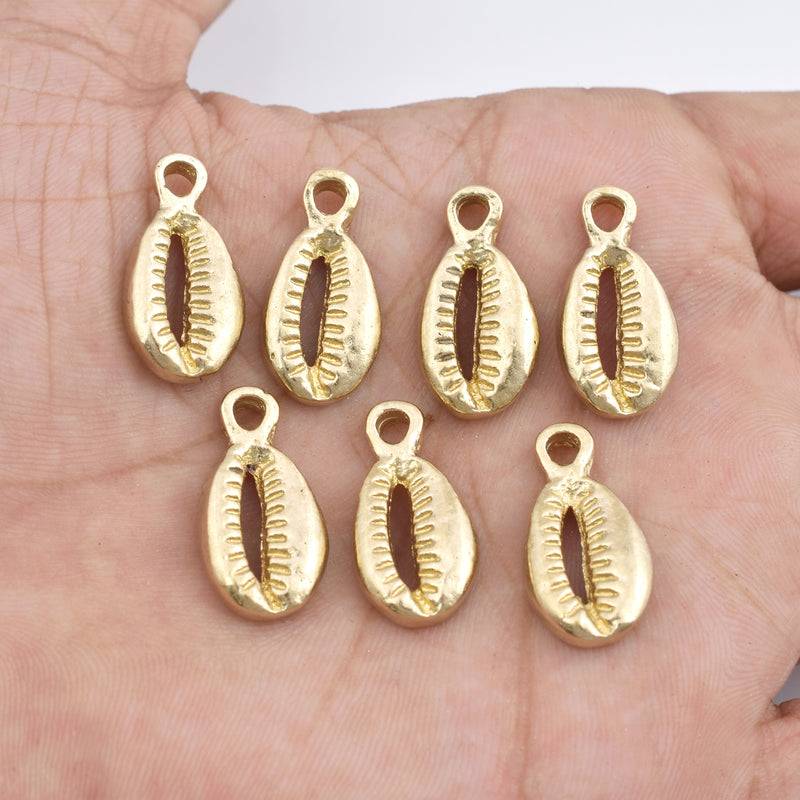 Raw Brass Sea Shell Charms - 22mm