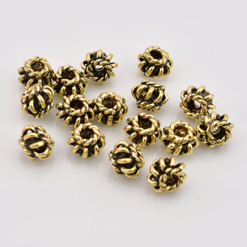7mm Antique Gold Plated Bali Coil Shape Beads