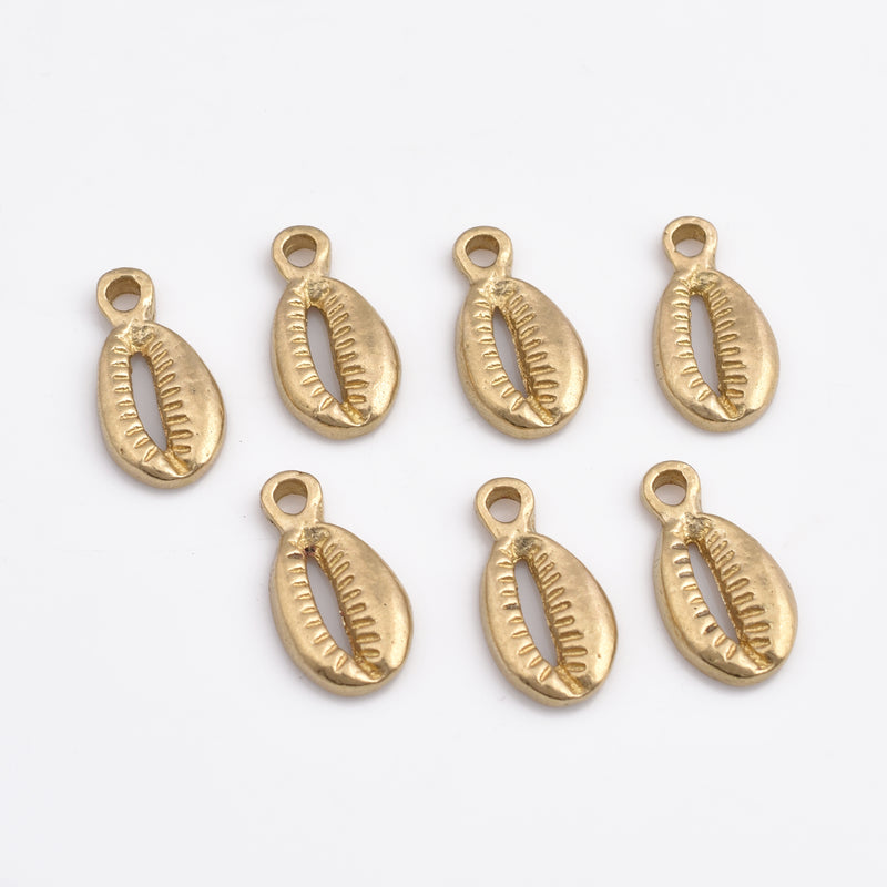 Raw Brass Sea Shell Charms - 22mm