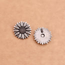 2 Silver Flower Charms, flower motif, artisan findings, Kumihimo findings, Leather wrap bracelet, 20mm for wrap jewelry