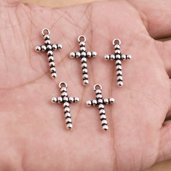 Antique Silver Plated Jesus Cross Charms