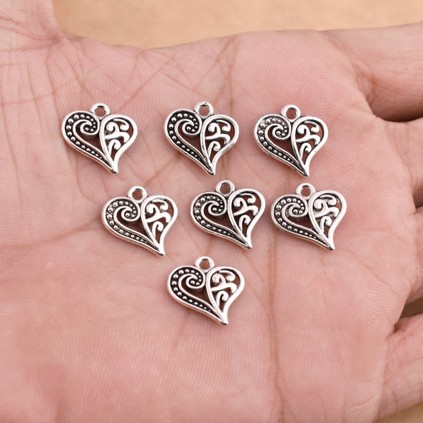 Antique Silver Plated Heart Charm
