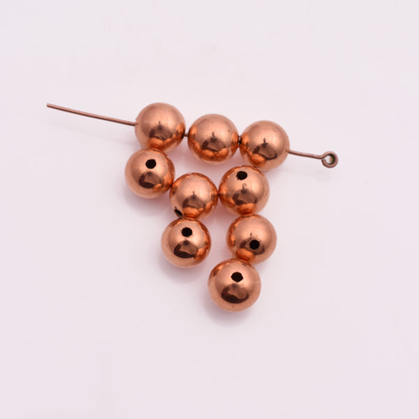 8mm Copper Plated Round Ball Spacer Beads