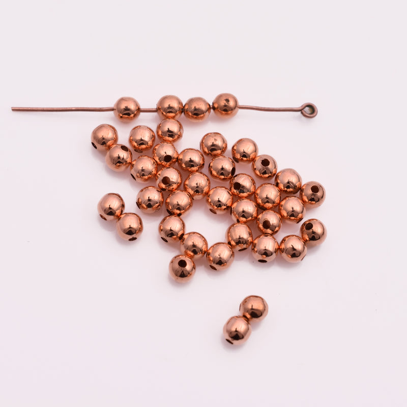 4mm Copper Plated Round Ball Spacer Beads