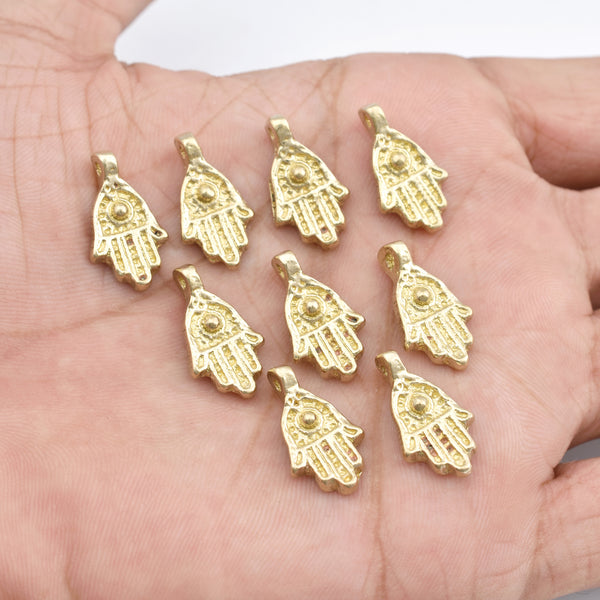 19mm Hamsa Raw Brass Tribal Charms