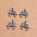 Antique Silver Plated Love Birds on Branch Charms
