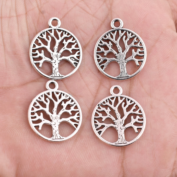 Antique Silver Plated Tree of Life Nature Charms