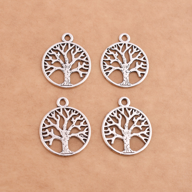 Antique Silver Plated Tree of Life Nature Charms