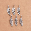 Antique Silver Plated Feather Charms - 23x6mm