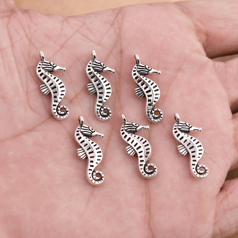 Antique Silver Plated Sea Horse Charm