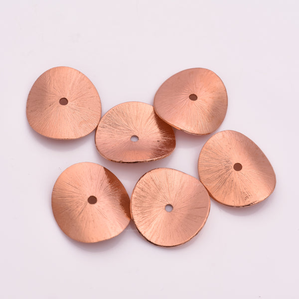 Copper Wavy Disc Spacer Beads - 20mm