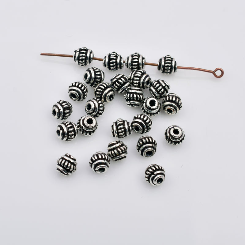 5mm Antique Silver Plated Bali Spacer Beads