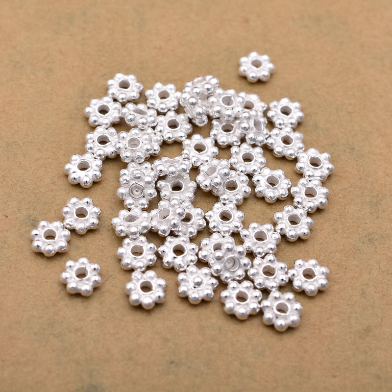 6mm Silver Plated Daisy Heishi Spacer Beads