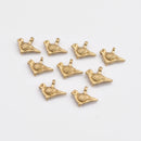 Raw Brass Bird Charms, Nature Pendants - 12mm