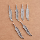 Antique Silver Plated Feather Charm - 38x7mm