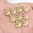 Raw Brass Tribal Geometric Charms -16mm