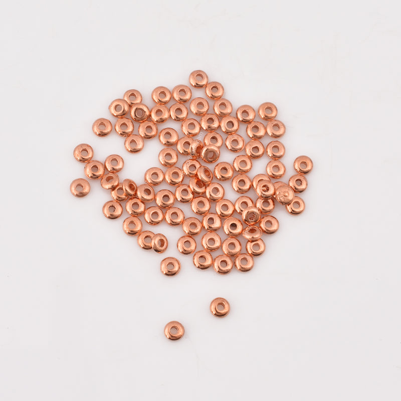 Copper Round CCB Plastic Saucer Spacer Beads - 3mm
