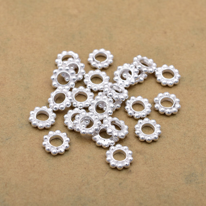 8mm Silver Daisy Spacer Beads For Jewelry Makings 