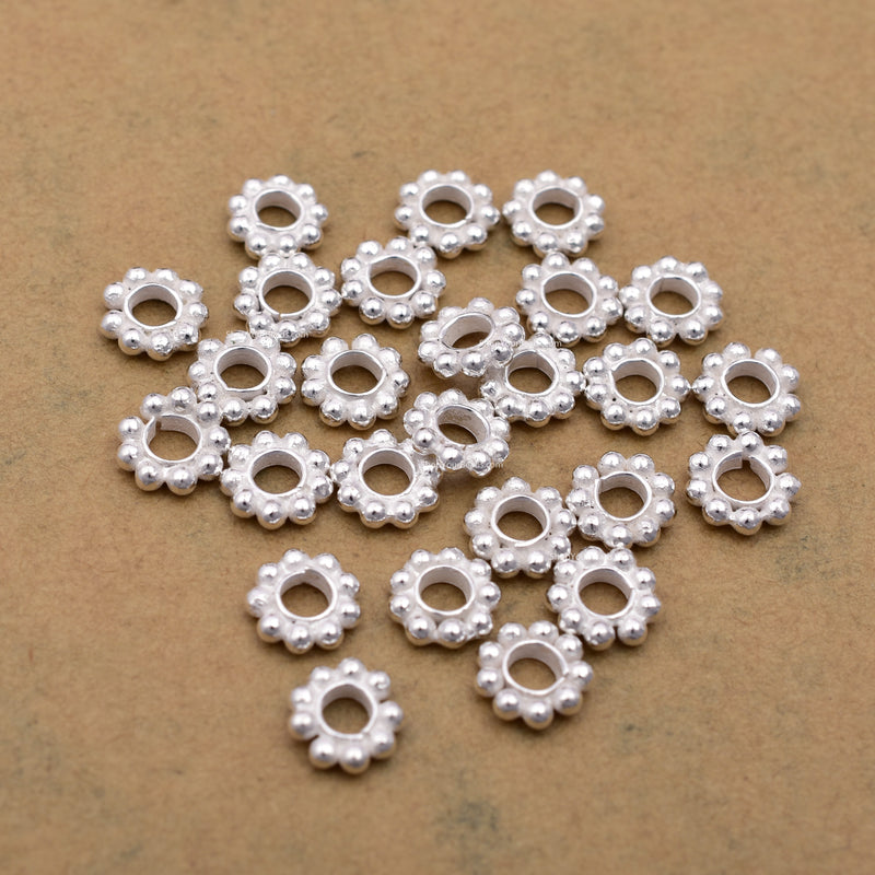 7mm Silver Plated Daisy Heishi Spacer Beads