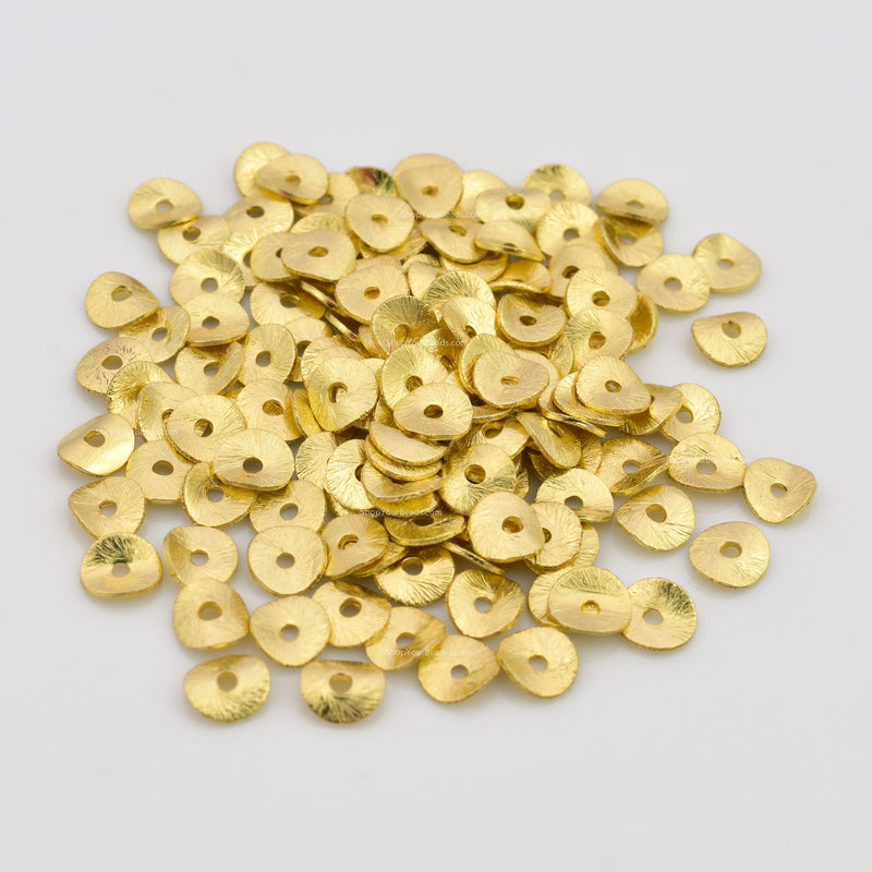 Gold Plated Wavy Disc Spacer Beads - 6mm