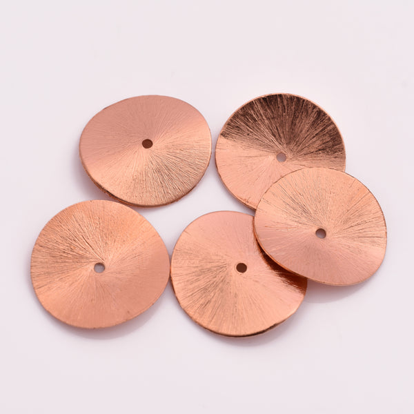 Copper Plated Wavy Disc Spacer Beads - 24mm