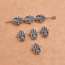 Antique Silver Plated Hamsa Hand Evil Eye Bead Charms