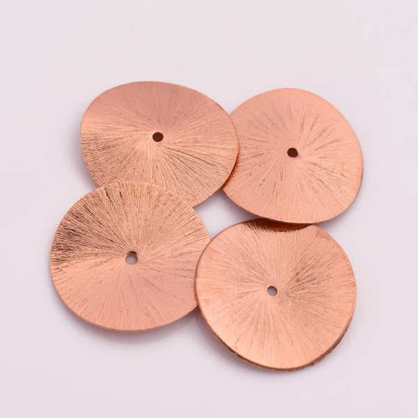 Copper Wavy Disc Spacer Beads - 28mm