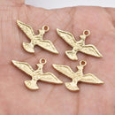 Raw Brass Bird Tribal Charms, Nature Pendants - 21mm